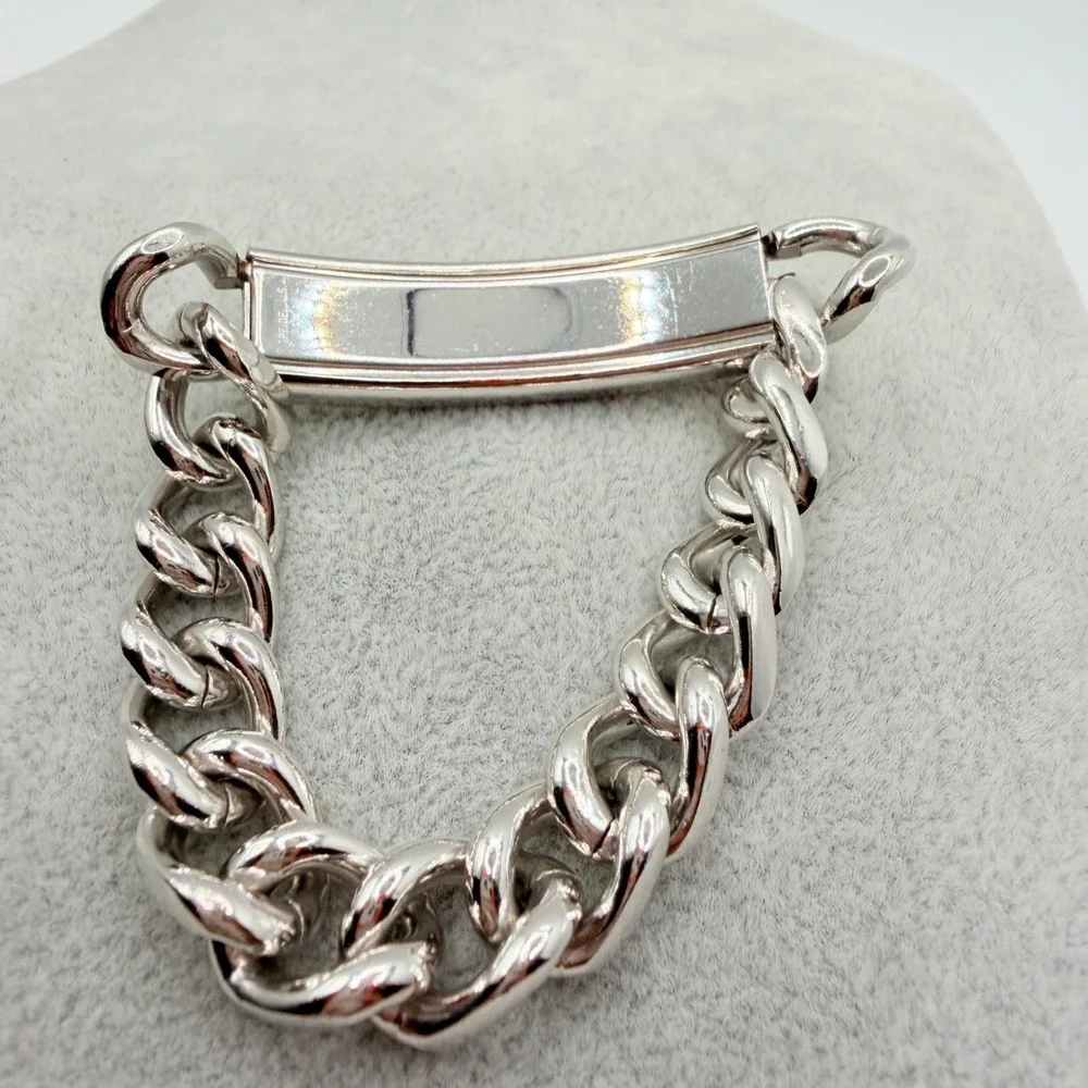 Speidel ID Bracelet Mens 8in Silver Tone Stainless Curb Link Vintage Dave Good